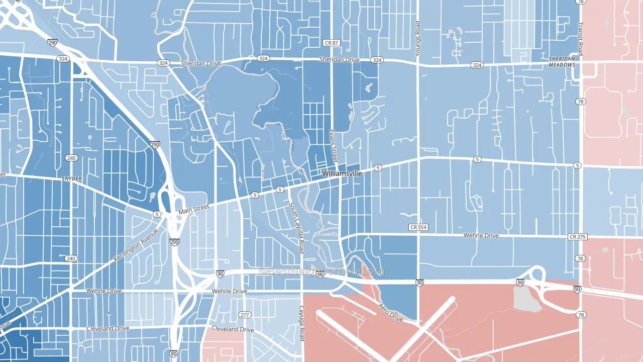 Williamsville, NY block-group political-lean map