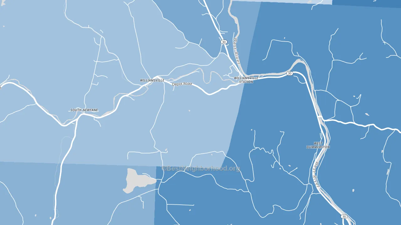 Williamsville, VT block-group political-lean map