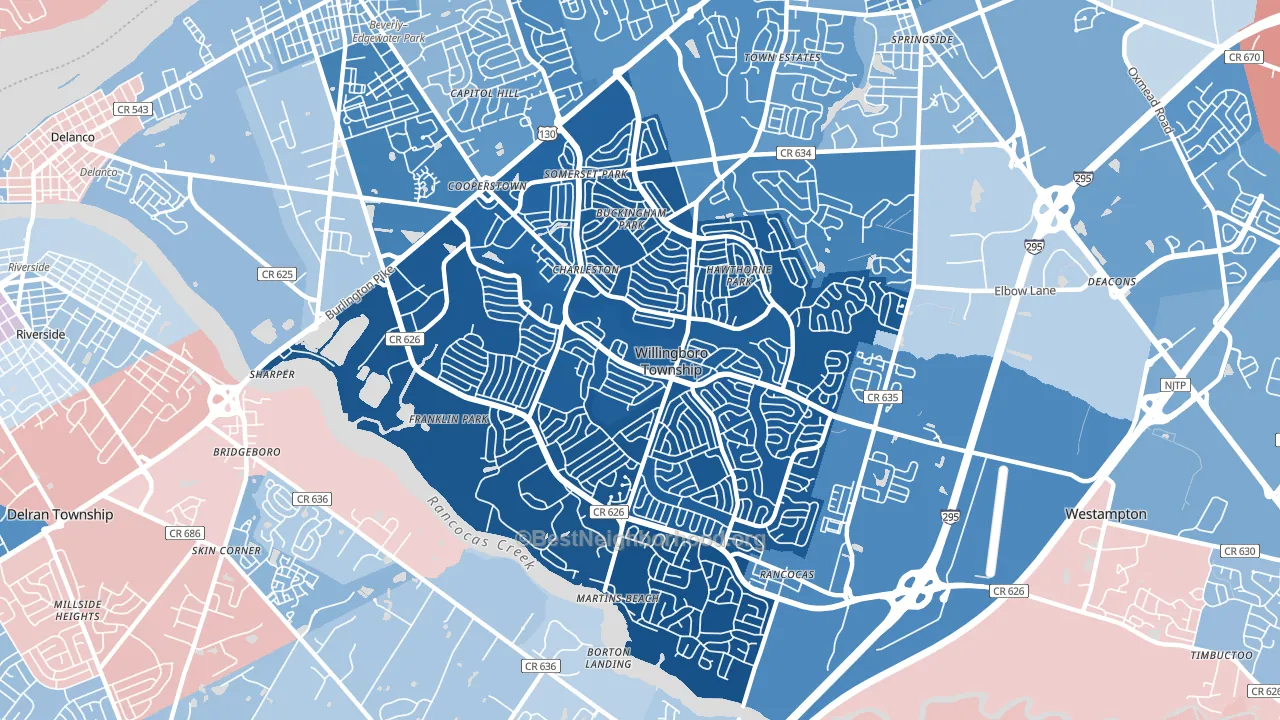 Willingboro, NJ block-group political-lean map