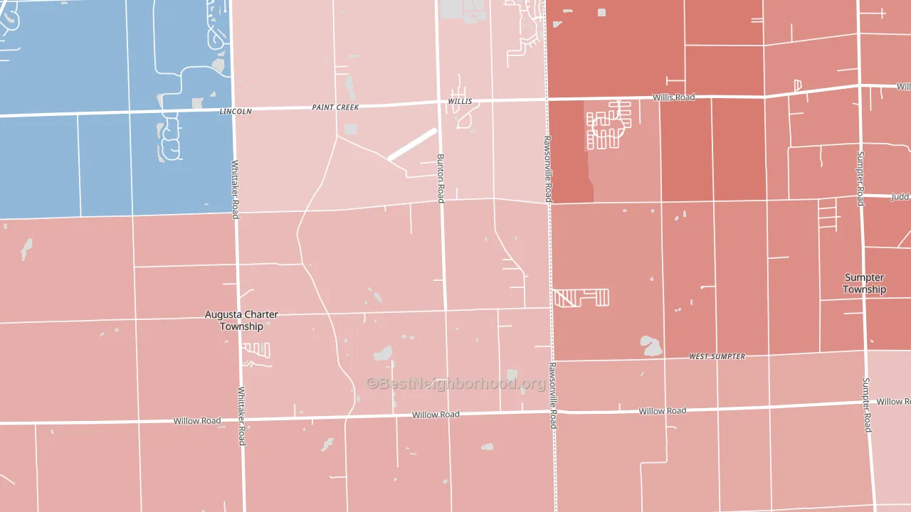 Willis, MI block-group political-lean map