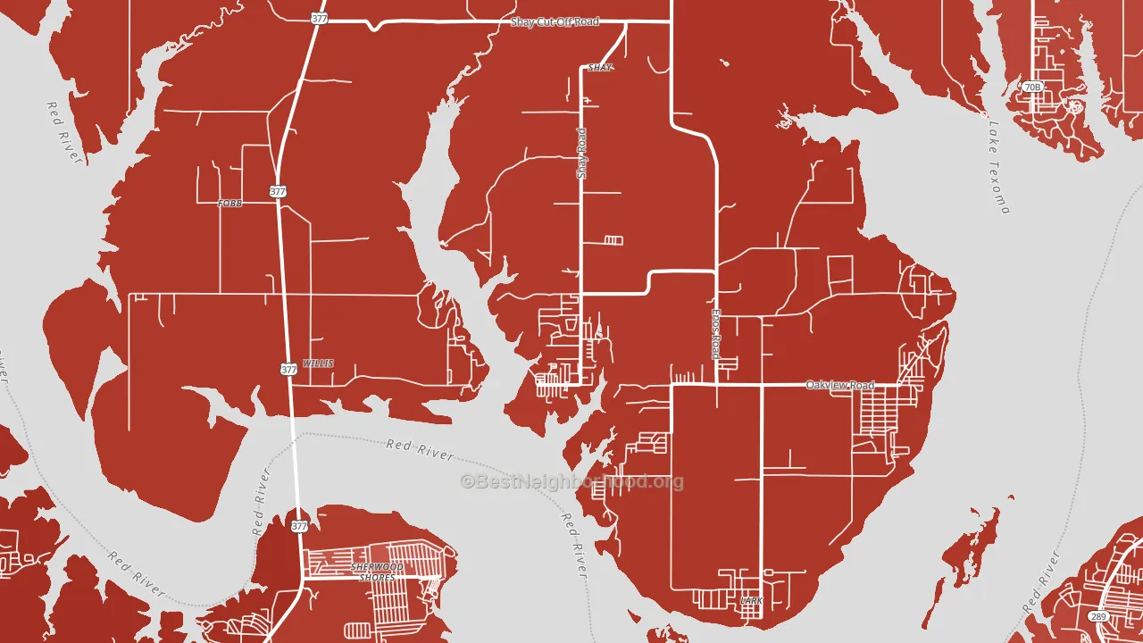 Willis, OK block-group political-lean map