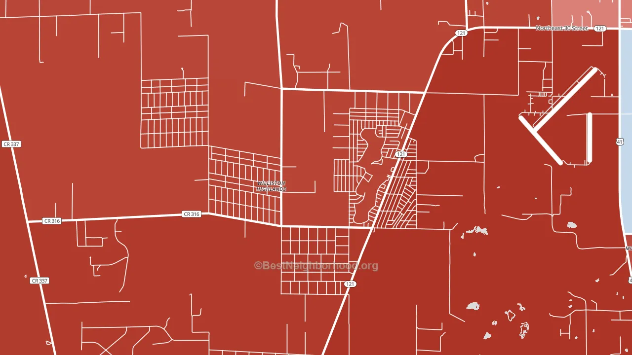 Williston Highlands, FL block-group political-lean map