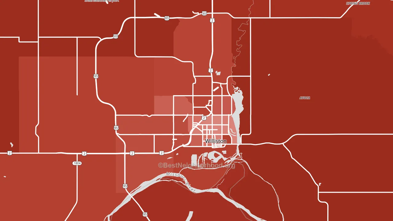Williston, ND block-group political-lean map