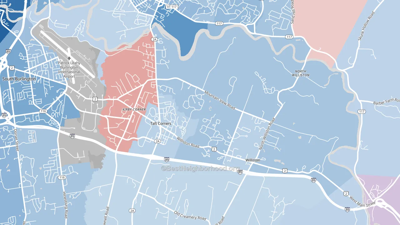Williston North, Williston, VT block-group political-lean map