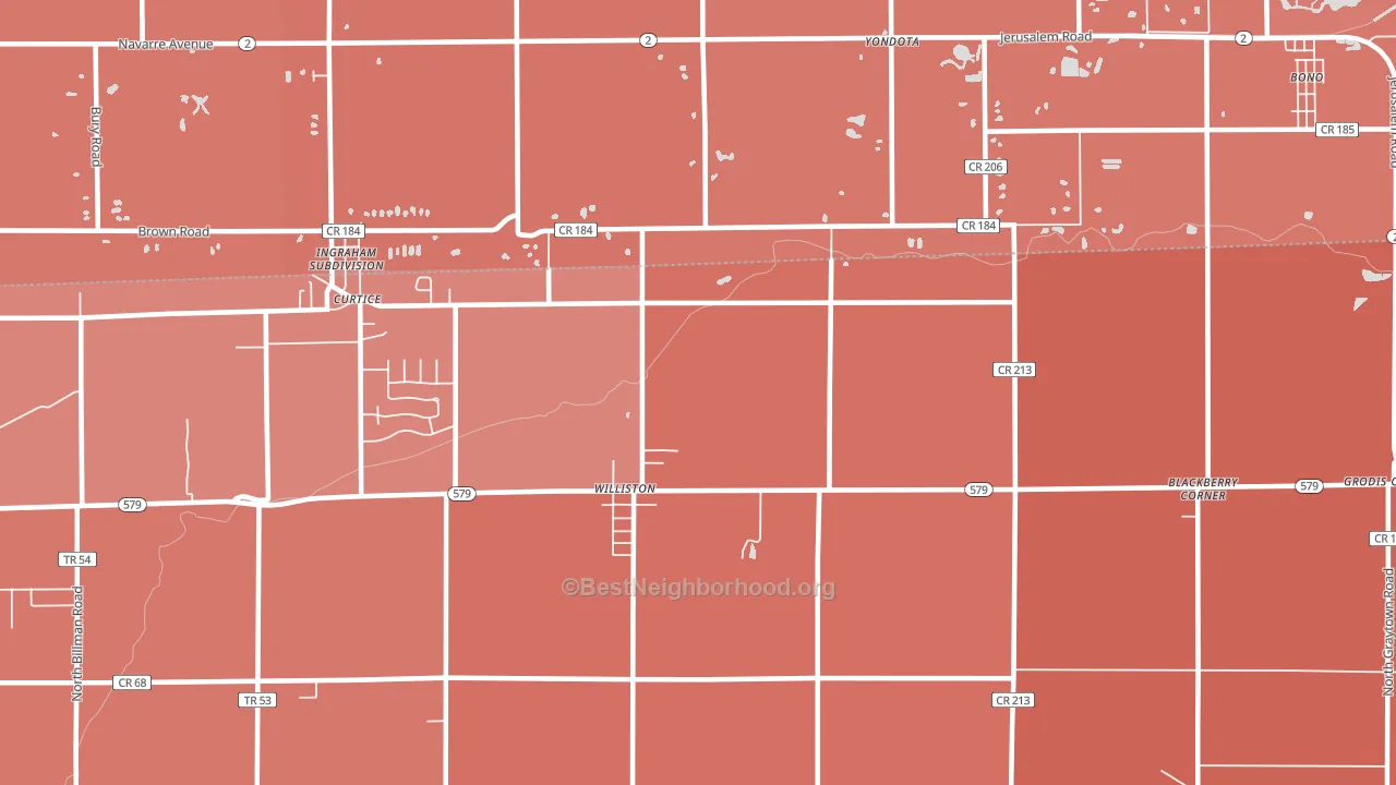 Williston, OH block-group political-lean map