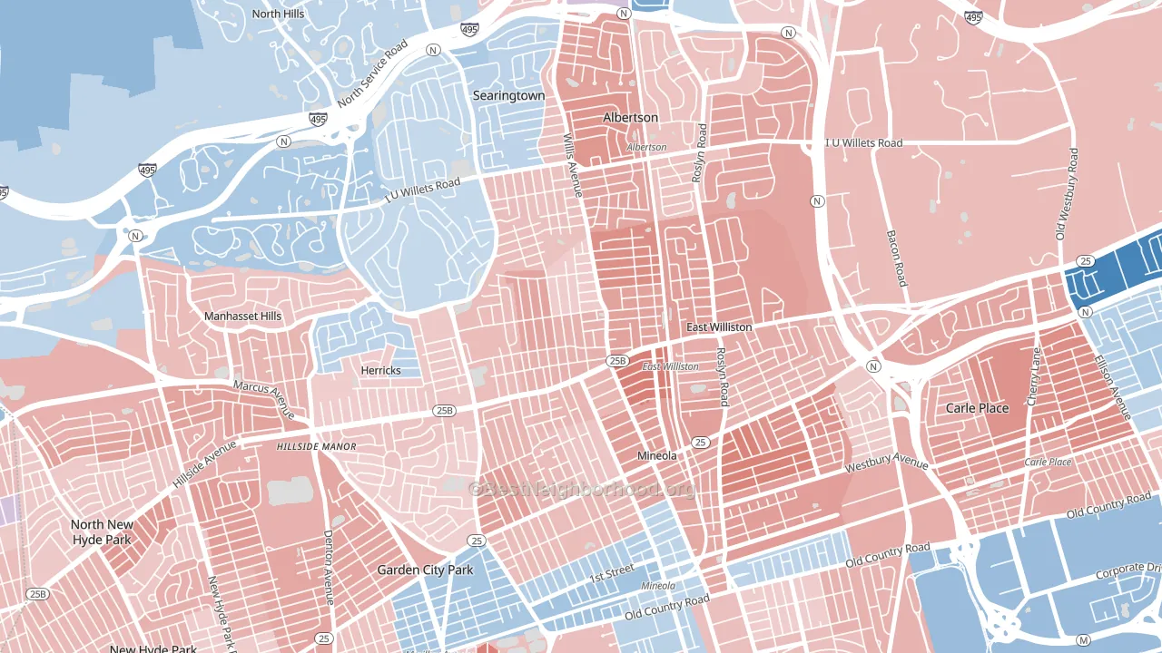 Williston Park, NY block-group political-lean map