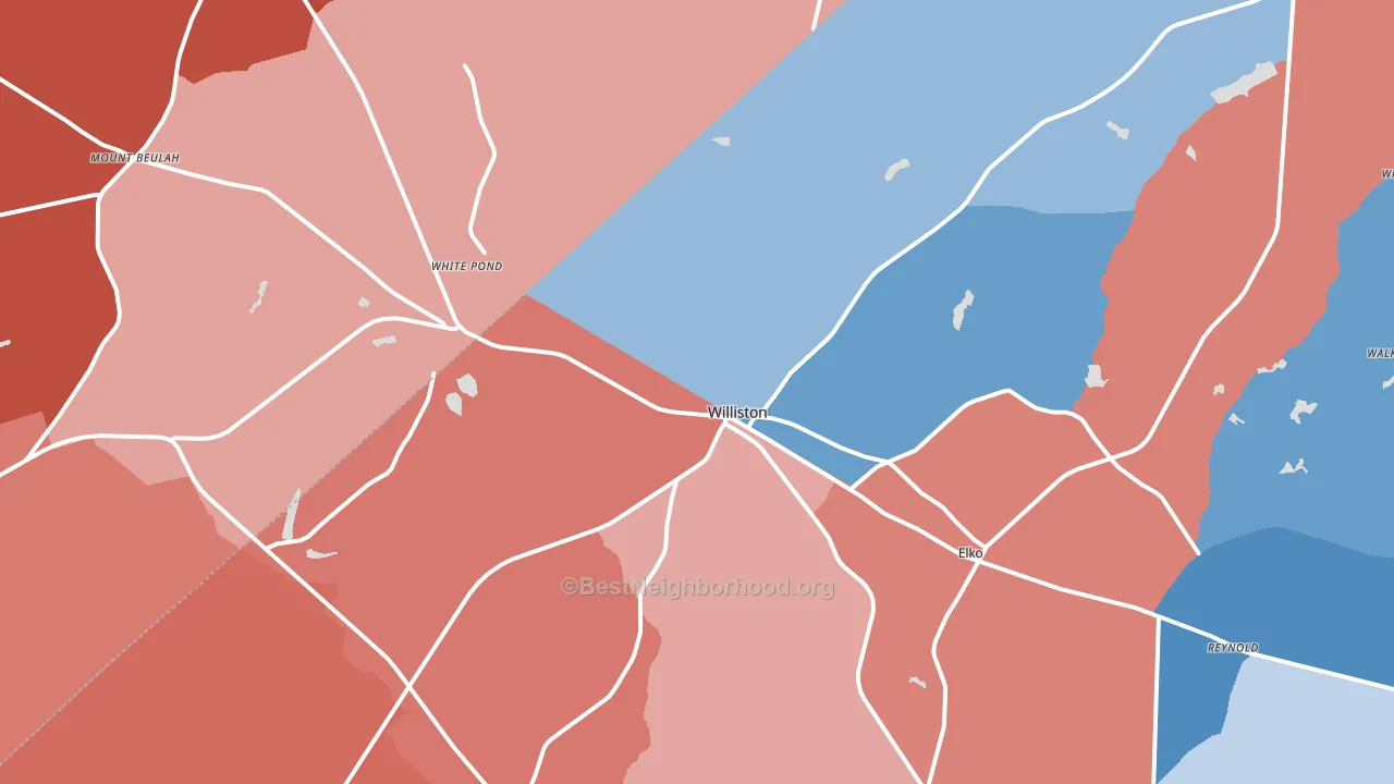 Williston, SC block-group political-lean map