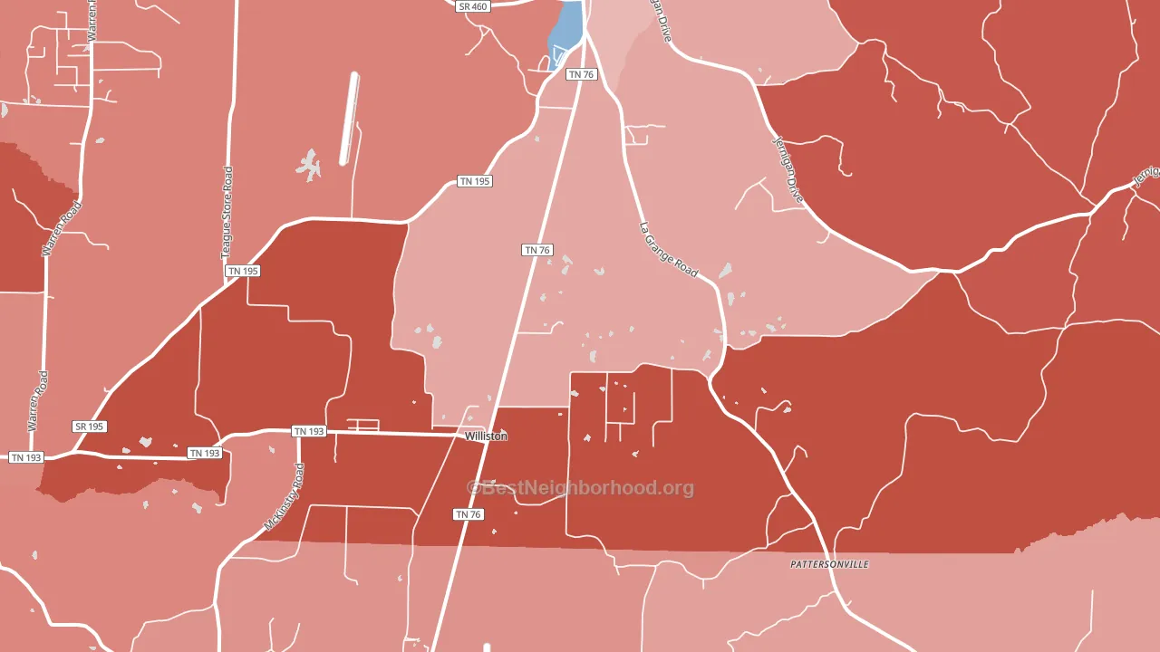 Williston, TN block-group political-lean map