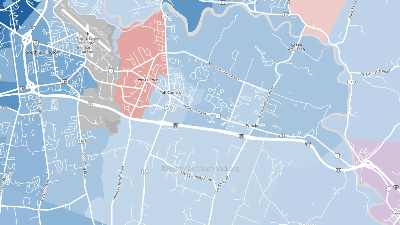 Williston, VT block-group political-lean map