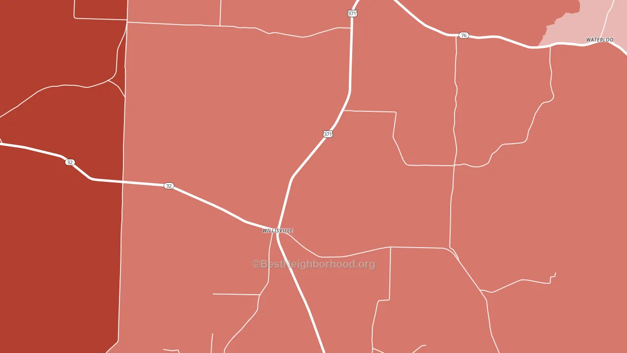 Willisville, AR block-group political-lean map