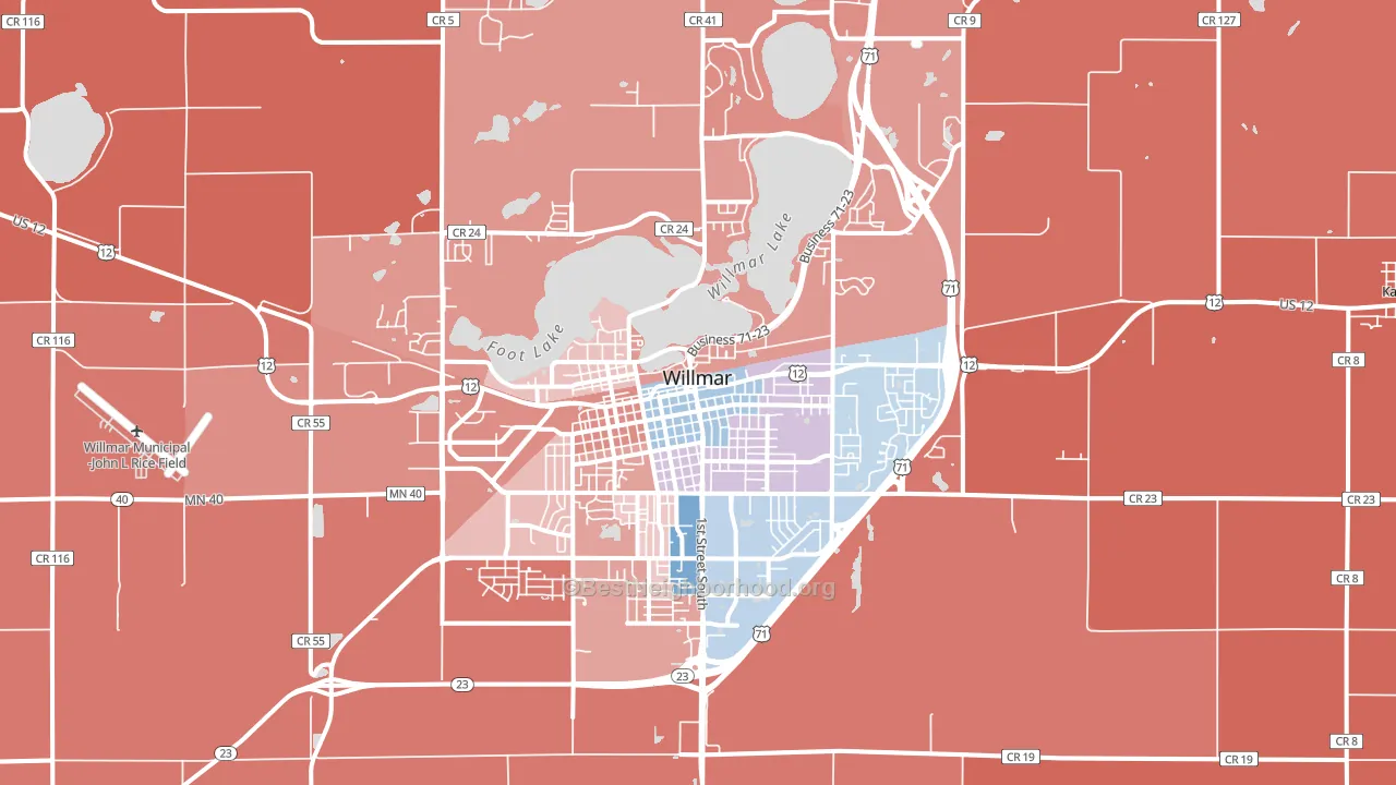 Willmar, MN block-group political-lean map