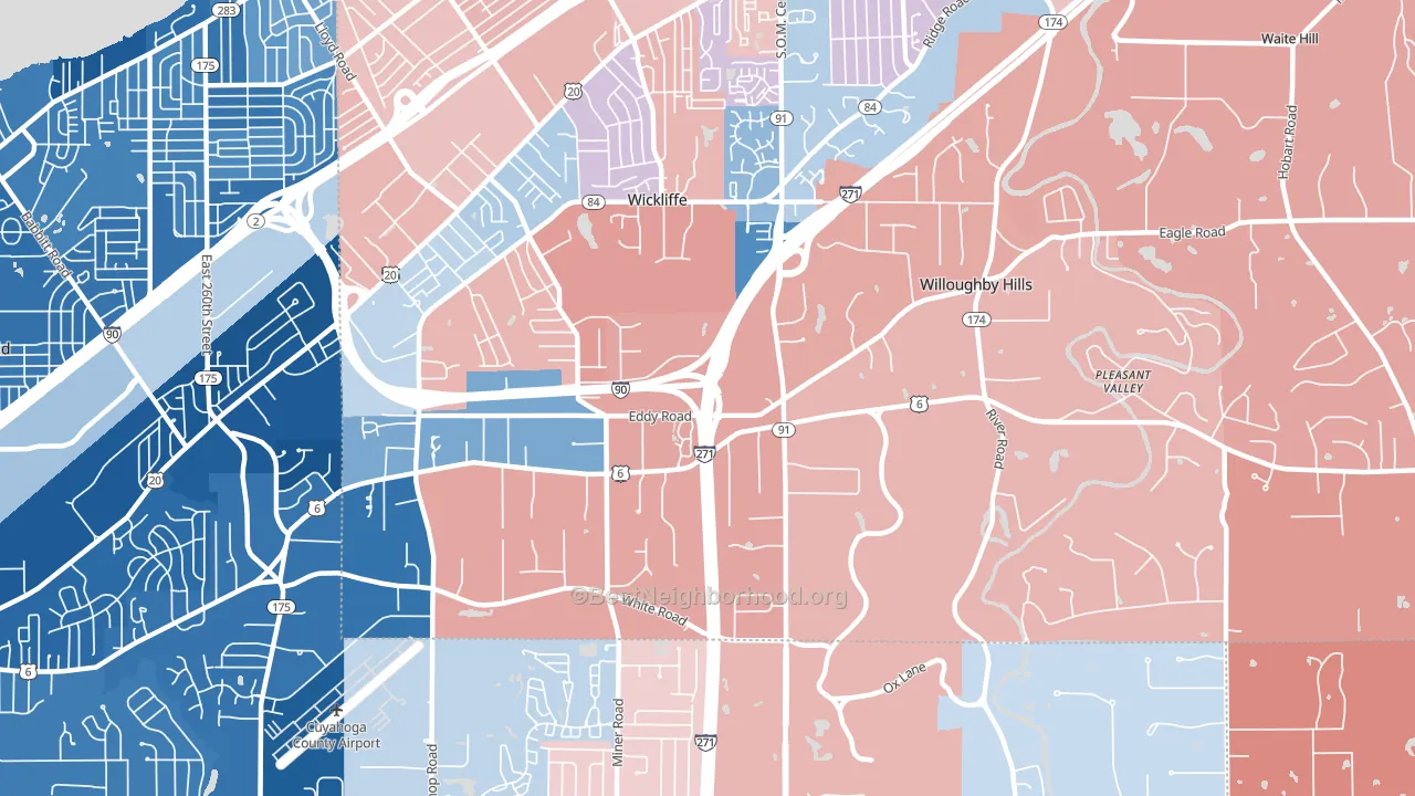 Willoughby Hills, OH block-group political-lean map