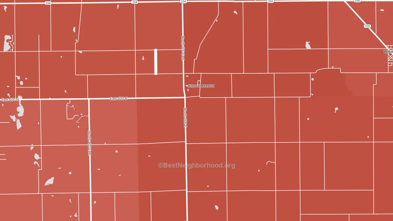 Willow Branch, IN block-group political-lean map