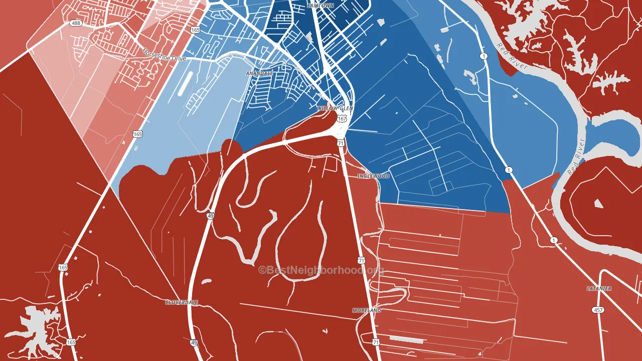 Willow Glen, LA block-group political-lean map