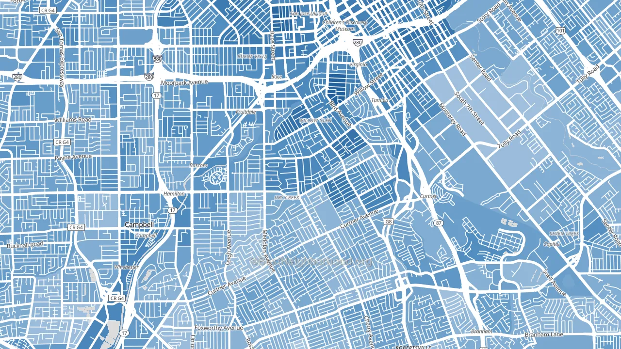 Willow Glen, San Jose, CA block-group political-lean map