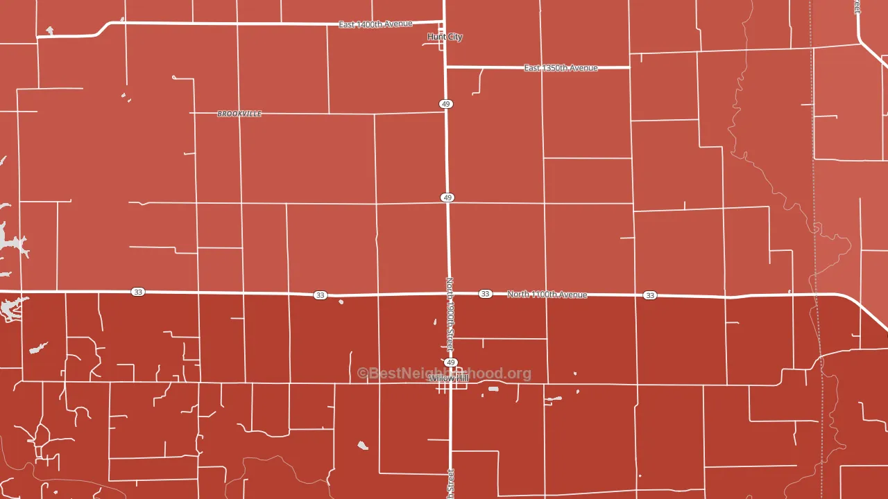 Willow Hill, IL block-group political-lean map