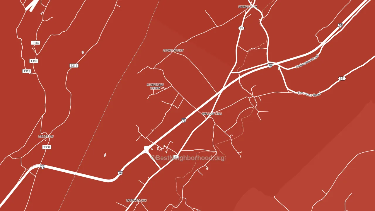 Willow Hill, PA block-group political-lean map