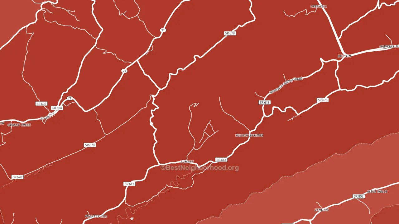 Willow Spring, VA block-group political-lean map