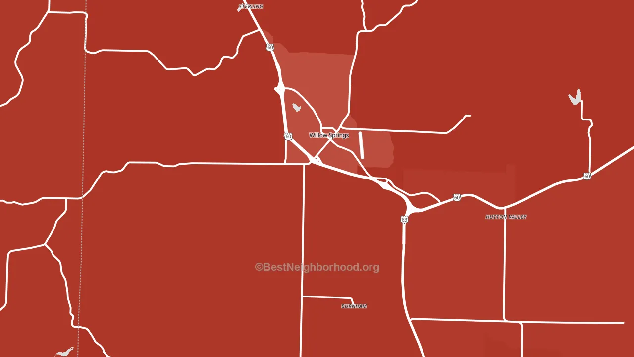 Willow Springs, MO block-group political-lean map