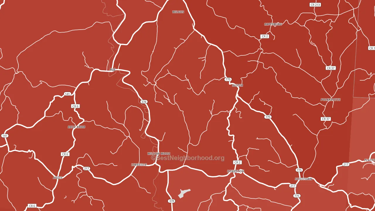 Willow Wood, OH block-group political-lean map