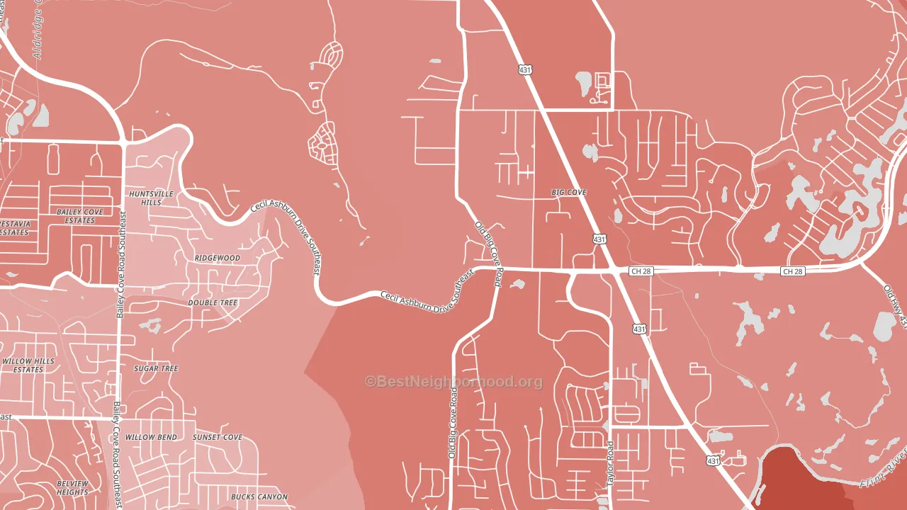 Willowbrook, AL block-group political-lean map