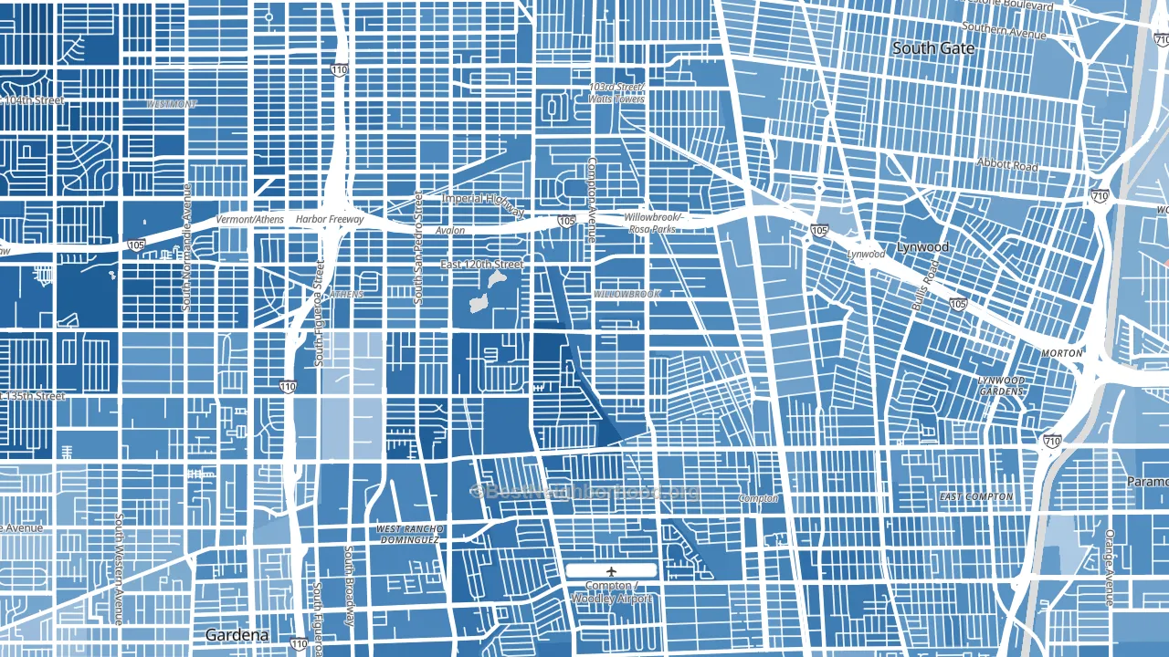 Willowbrook, CA block-group political-lean map