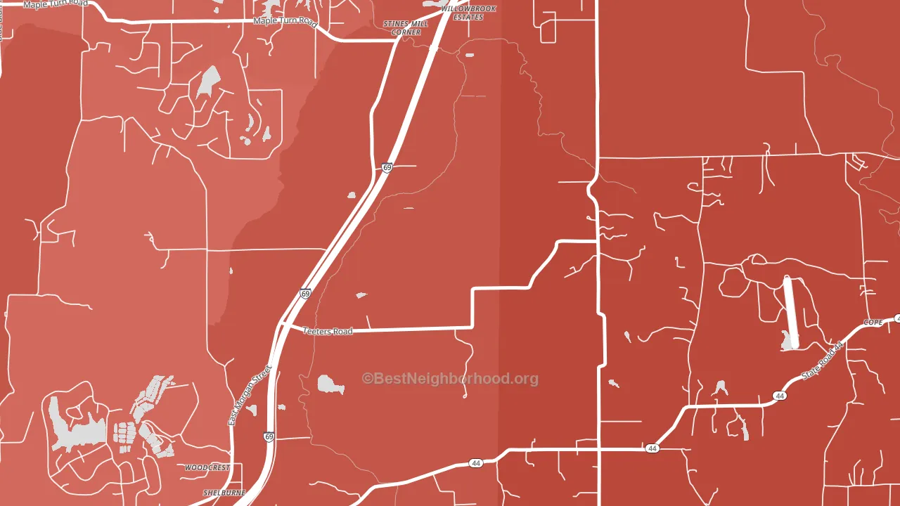 Willowbrook Estates, IN block-group political-lean map