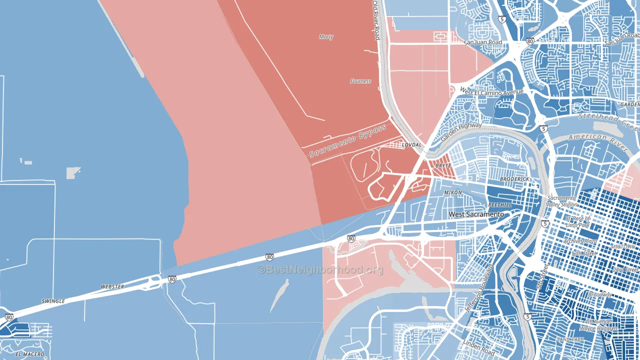 Willowcreek, Sacramento, CA block-group political-lean map