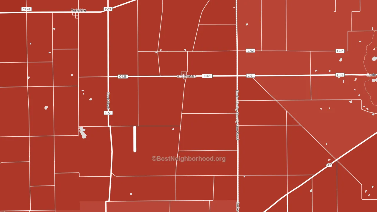 Willowdell, OH block-group political-lean map
