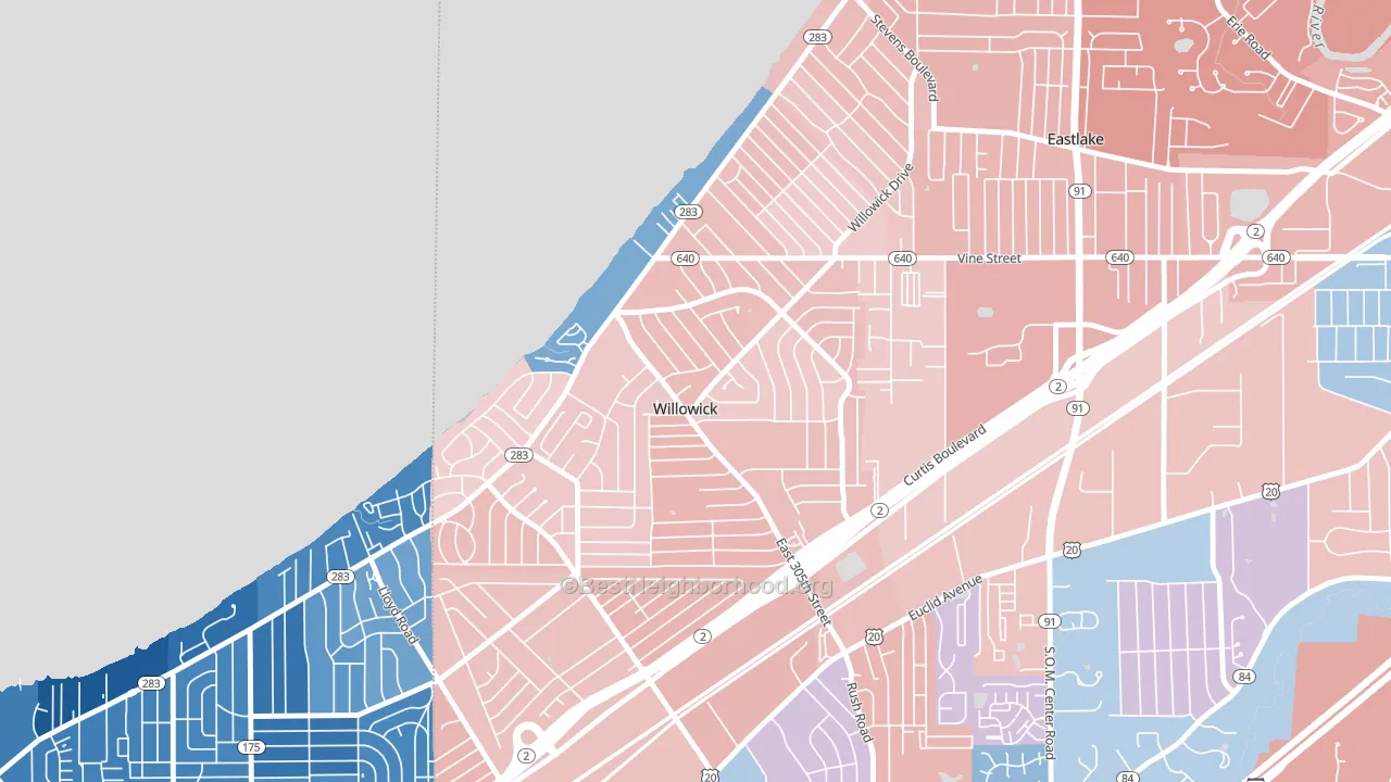 Willowick, OH block-group political-lean map