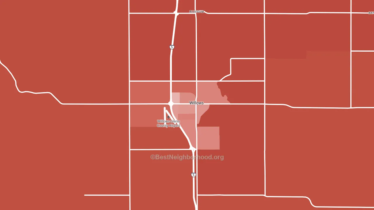 Willows, CA block-group political-lean map