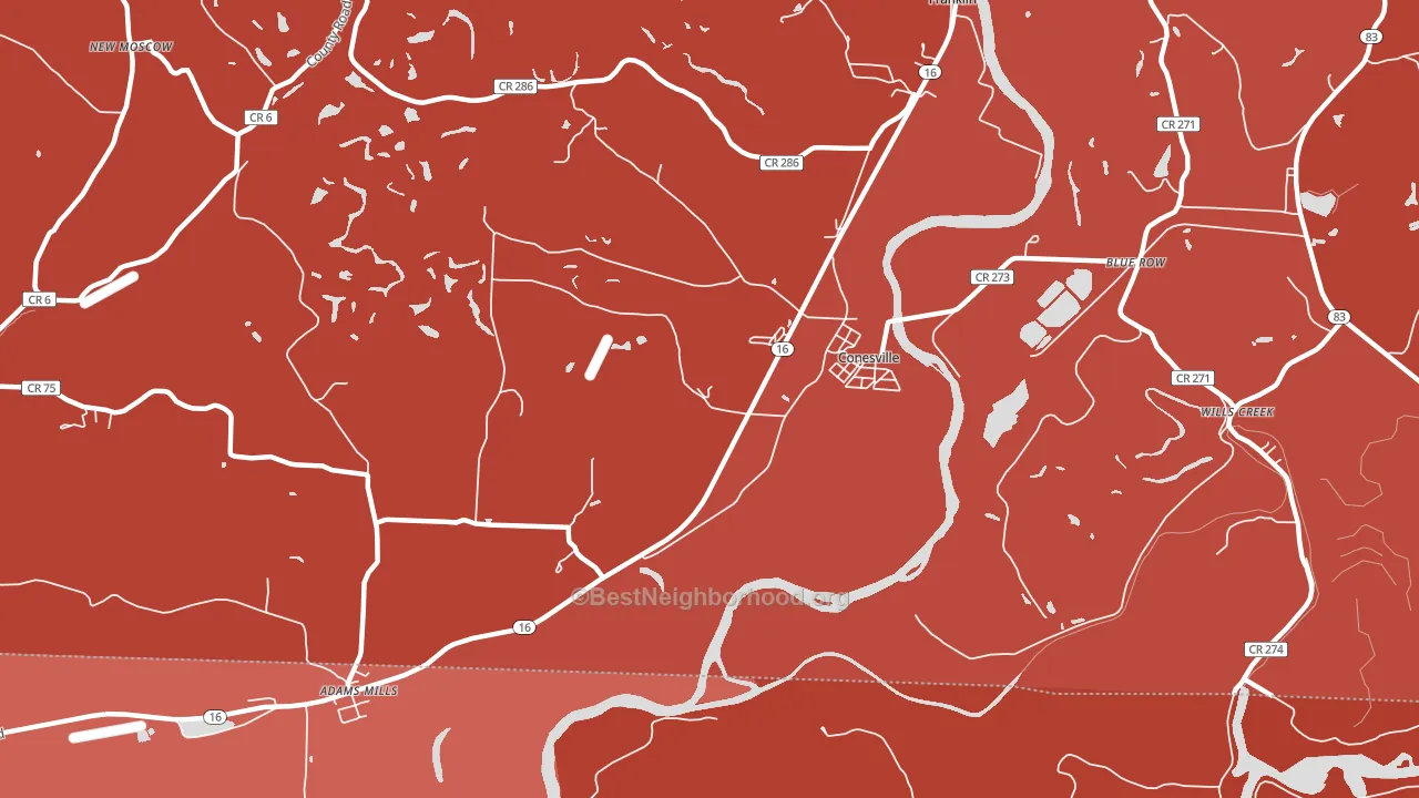 Wills Creek, OH block-group political-lean map