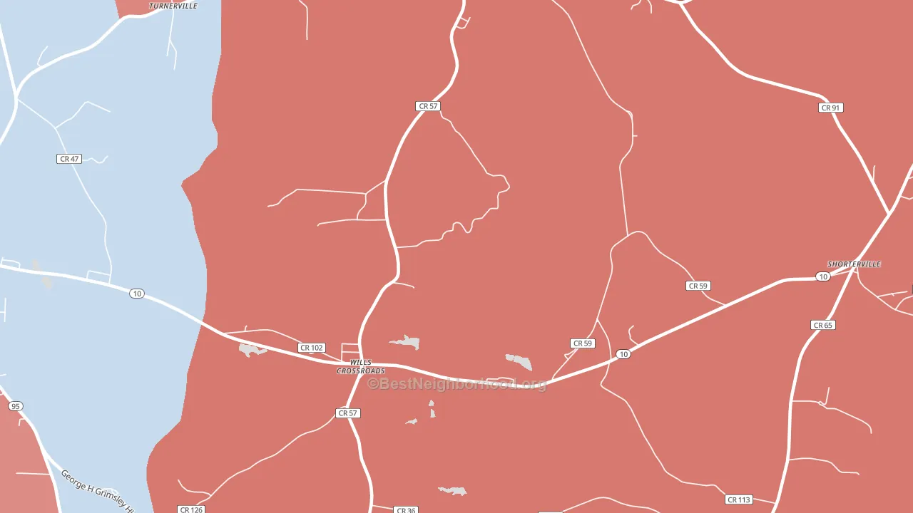 Wills Crossroads, AL block-group political-lean map