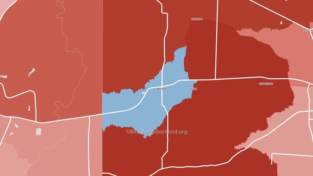 Wilmar, AR block-group political-lean map