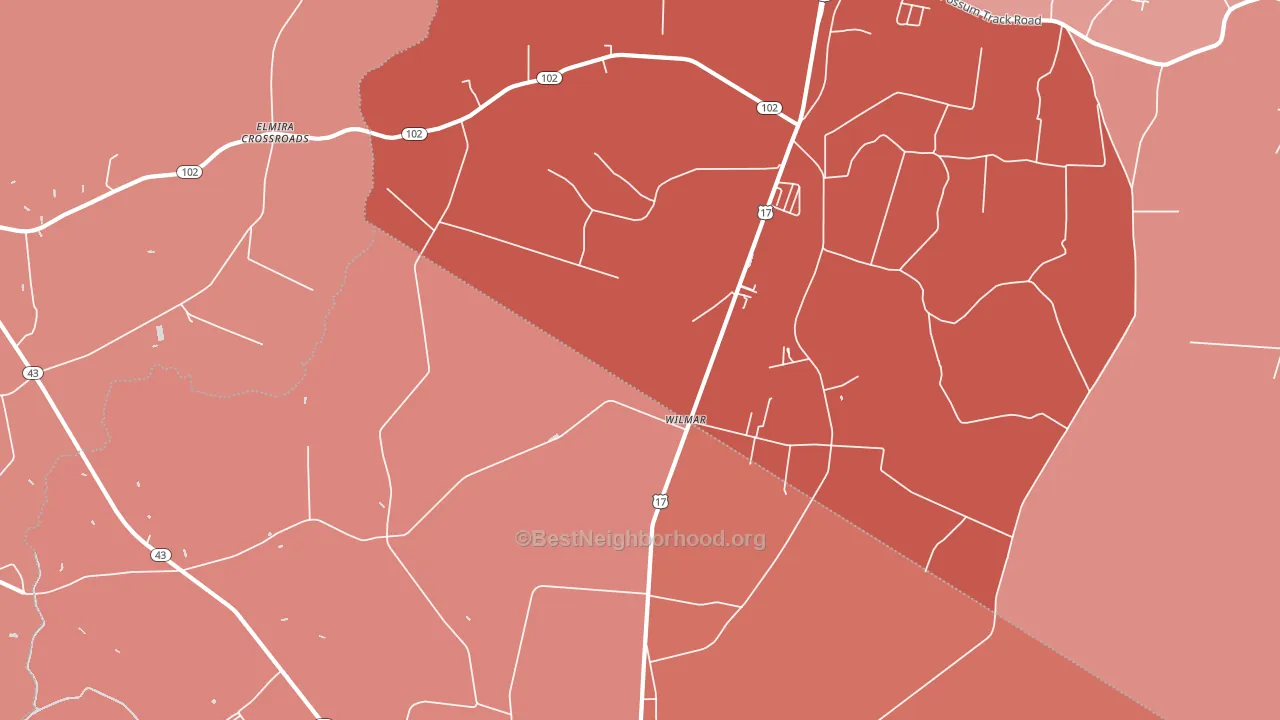 Wilmar, NC block-group political-lean map