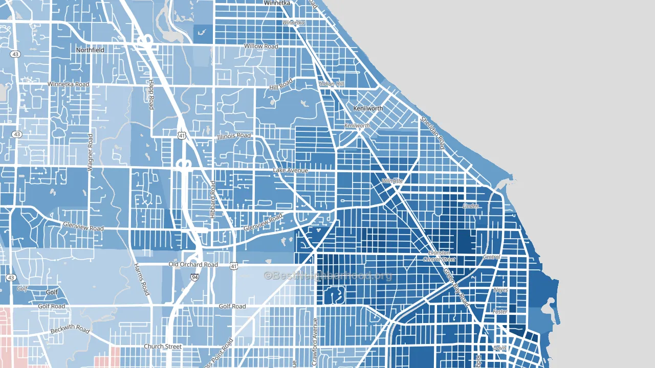 Wilmette, IL block-group political-lean map