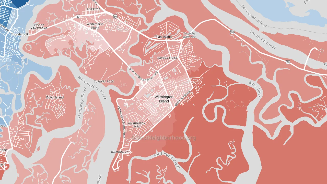 Wilmington Island, GA block-group political-lean map