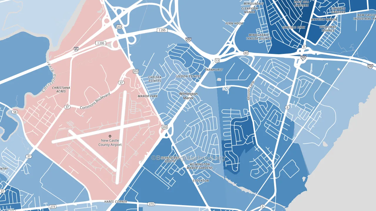 Wilmington Manor, DE block-group political-lean map