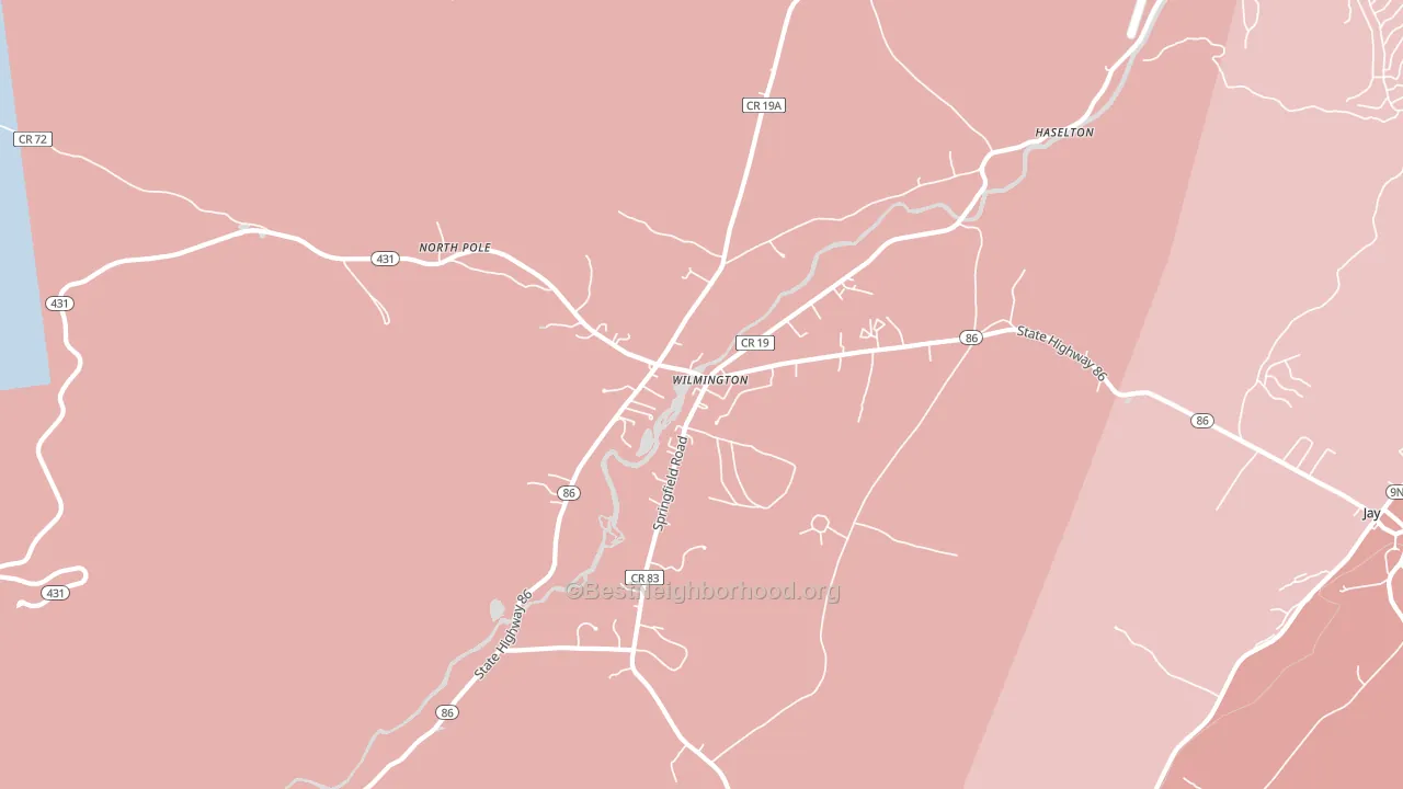 Wilmington, NY block-group political-lean map