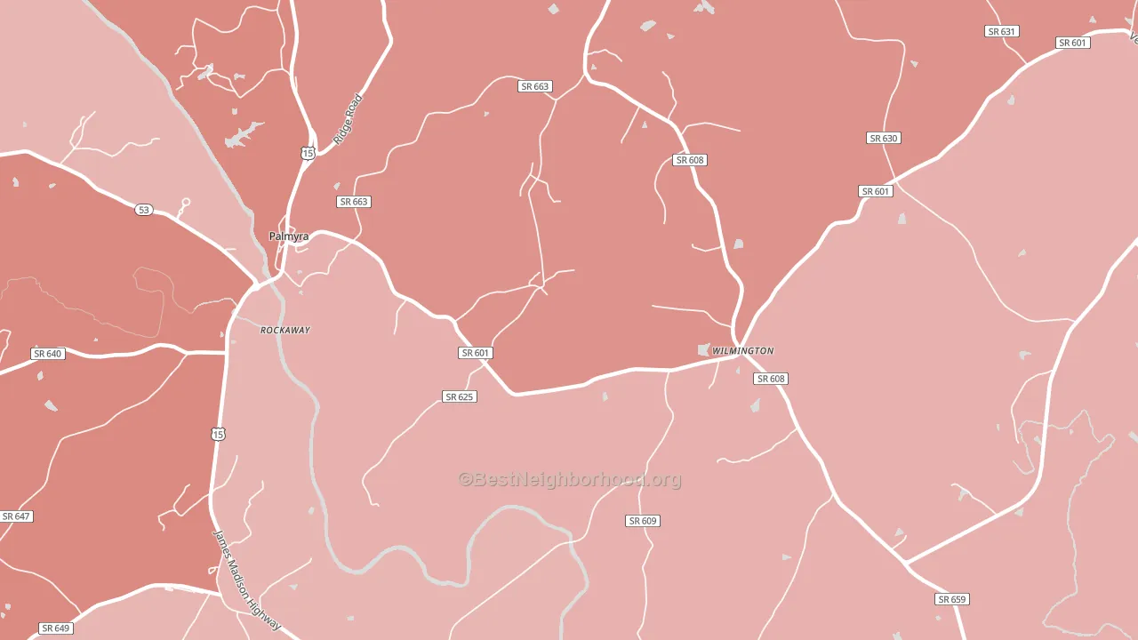 Wilmington, VA block-group political-lean map