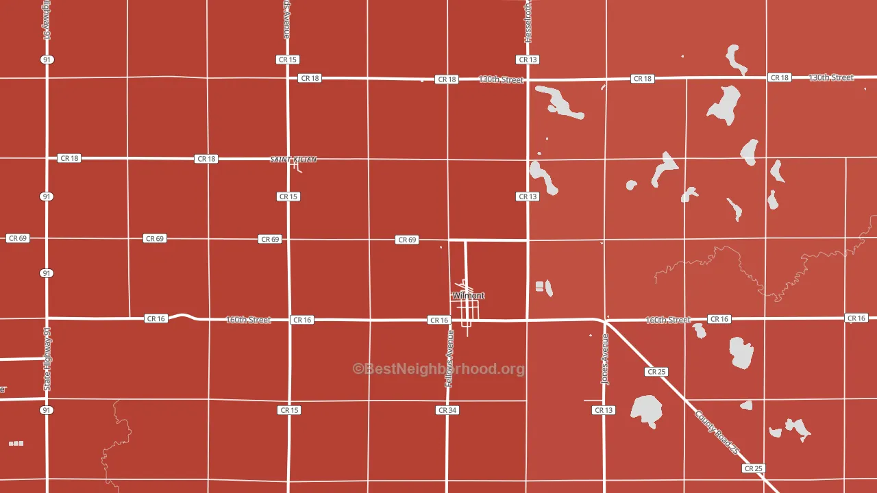 Wilmont, MN block-group political-lean map