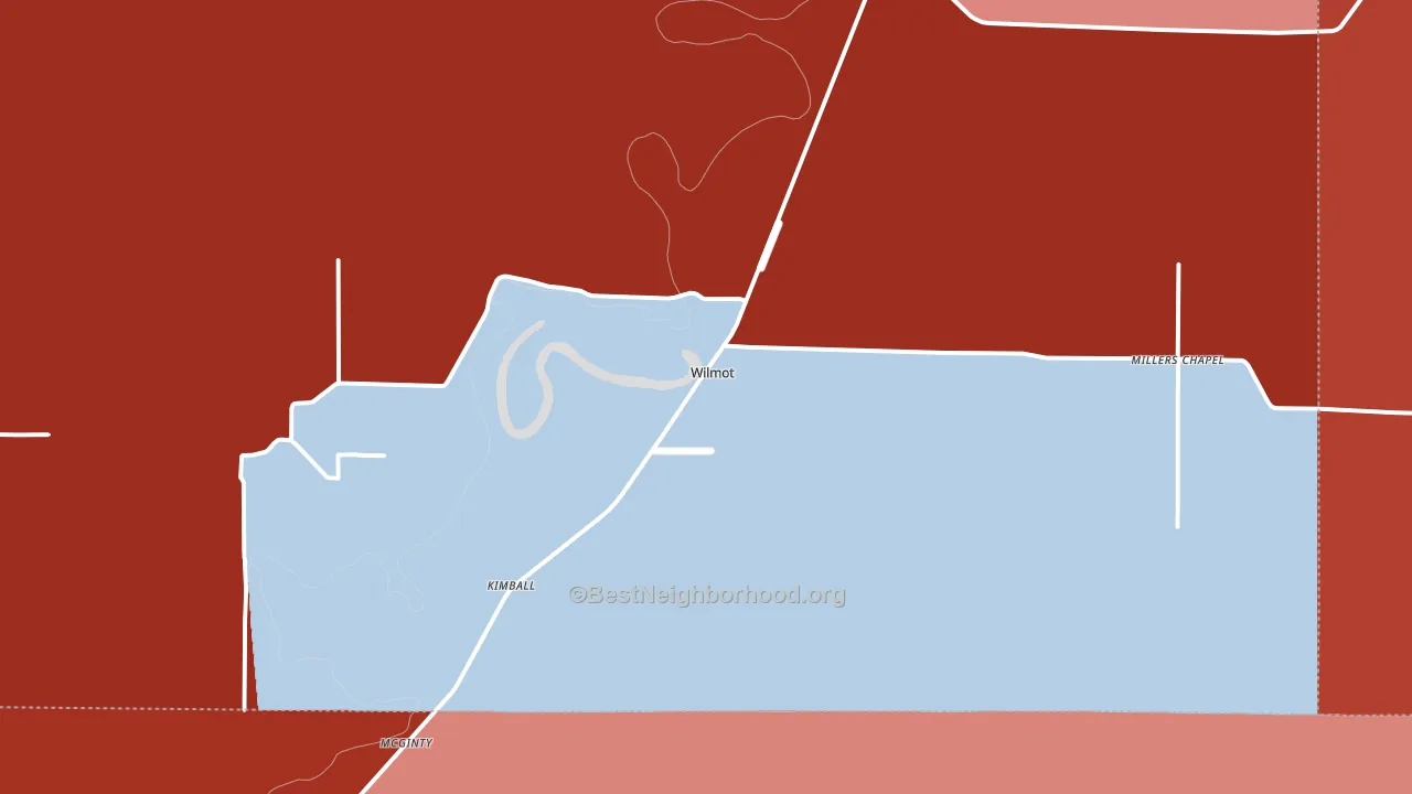 Wilmot, AR block-group political-lean map