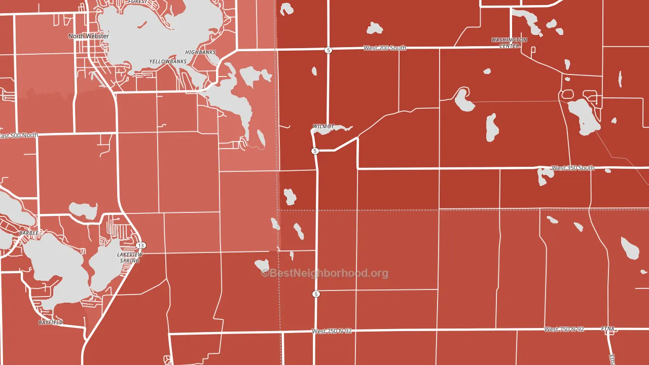 Wilmot, IN block-group political-lean map