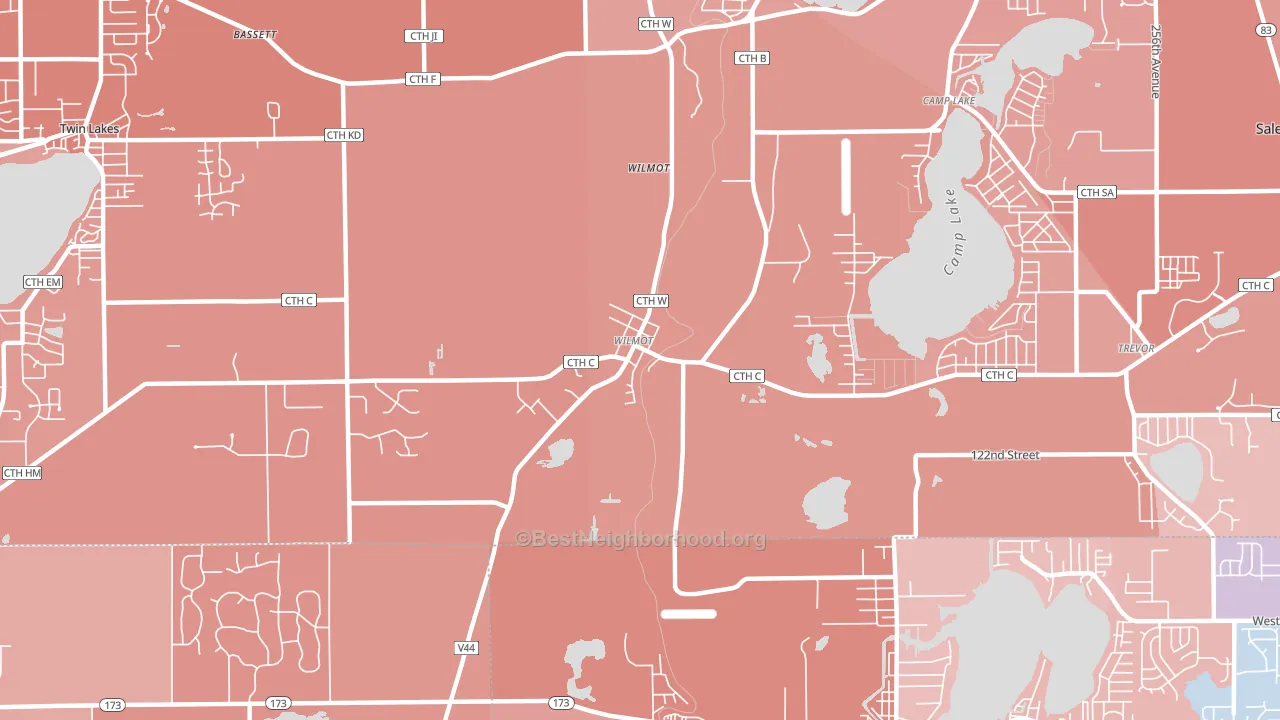 Wilmot, WI block-group political-lean map