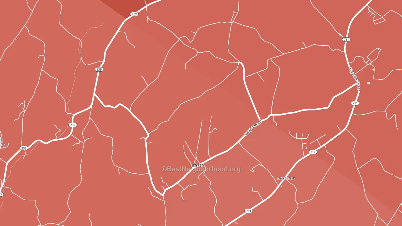 Wilpen, PA block-group political-lean map