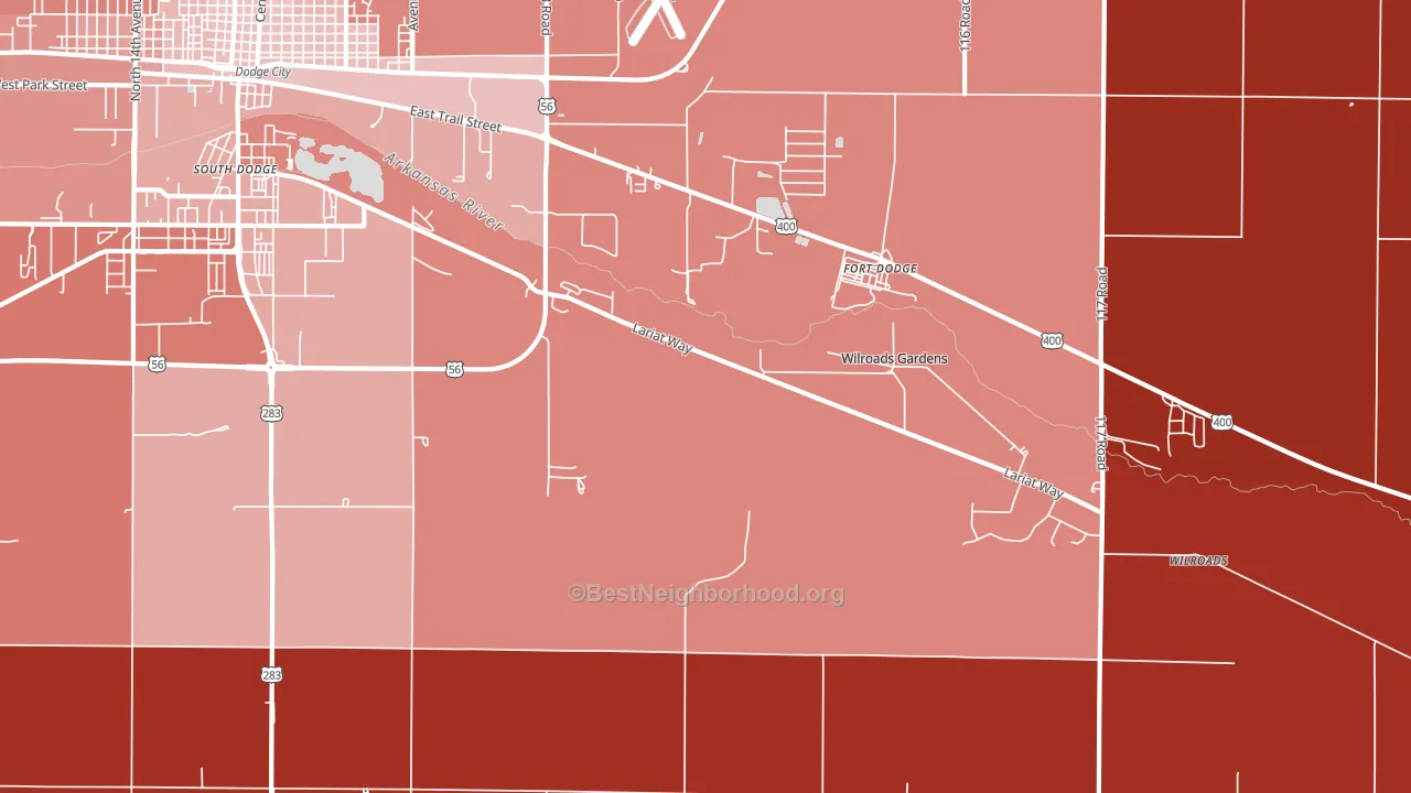 Wilroads Gardens, KS block-group political-lean map