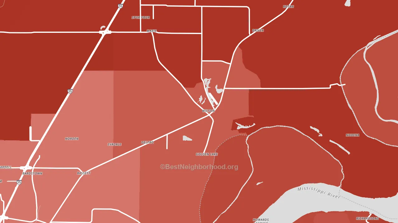 Wilson, AR block-group political-lean map