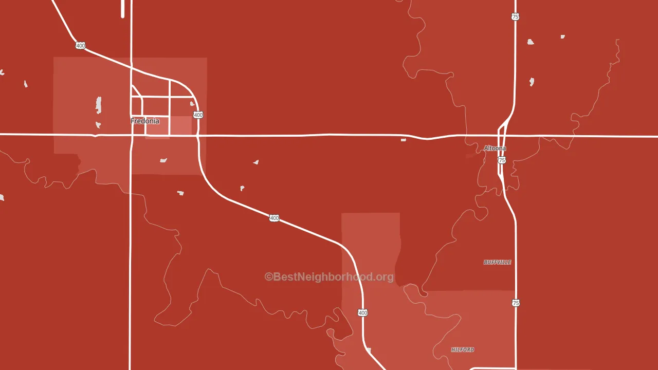 Wilson County, KS block-group political-lean map