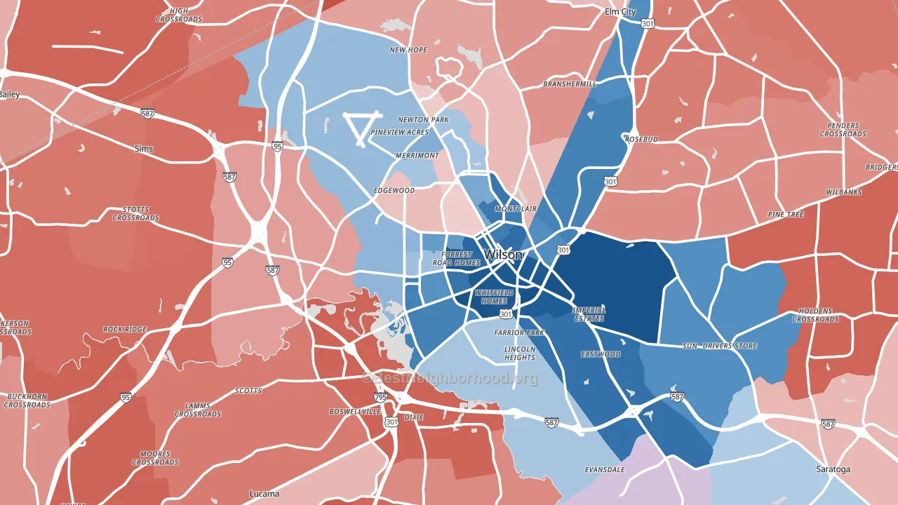 Wilson County, NC block-group political-lean map