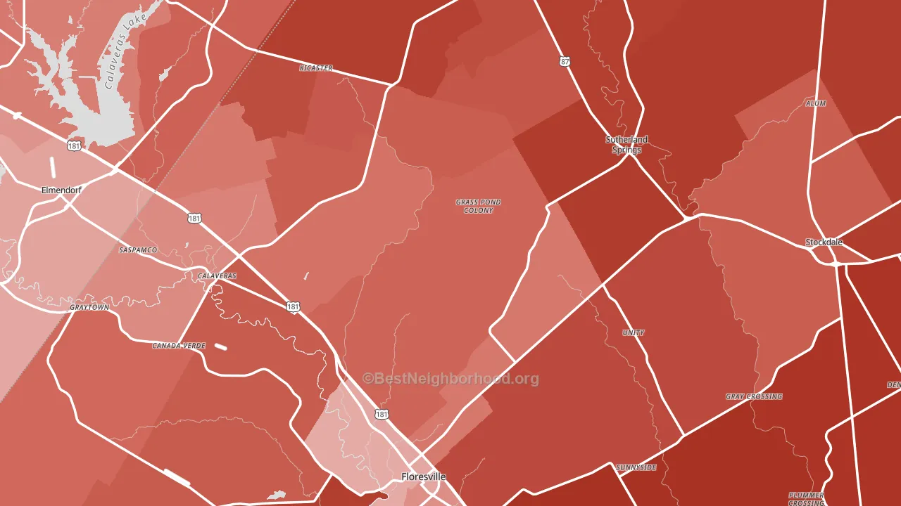 Wilson County, TX block-group political-lean map